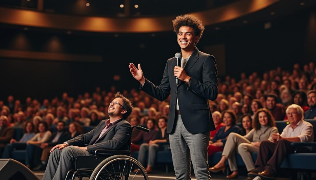 découvrez comment un humoriste handicapé utilise le pouvoir du rire pour transformer les défis en une force inspirante et positive.