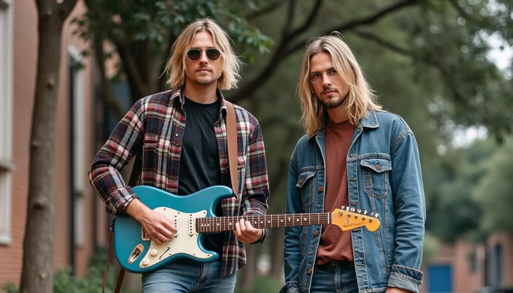 découvrez avec quel guitariste célèbre kurt cobain apparaissait sur la photo originale, une image emblématique de l'histoire du rock.