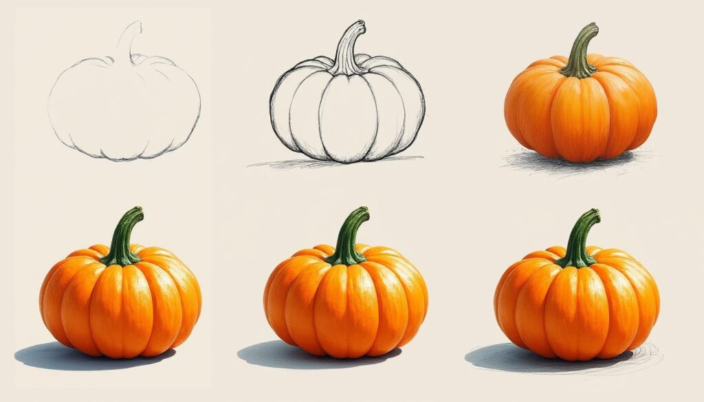apprenez à dessiner une citrouille facilement et rapidement grâce à notre guide étape par étape, idéal pour débutants et enfants.