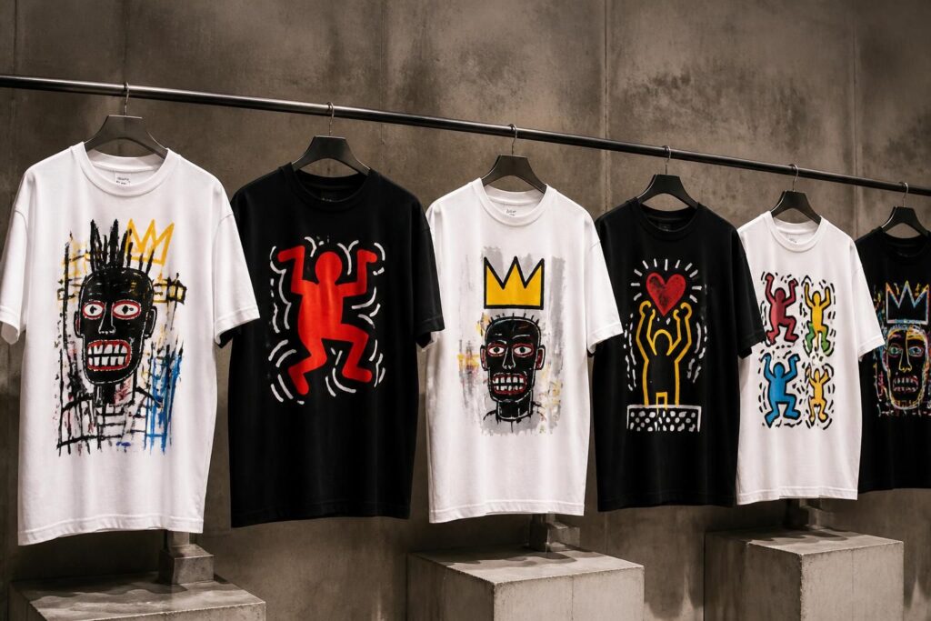 découvrez la collection ny pop art ut d'uniqlo : des t-shirts graphiques inspirés par l'œuvre de basquiat et keith haring pour un hommage vibrant à l'art urbain new-yorkais.