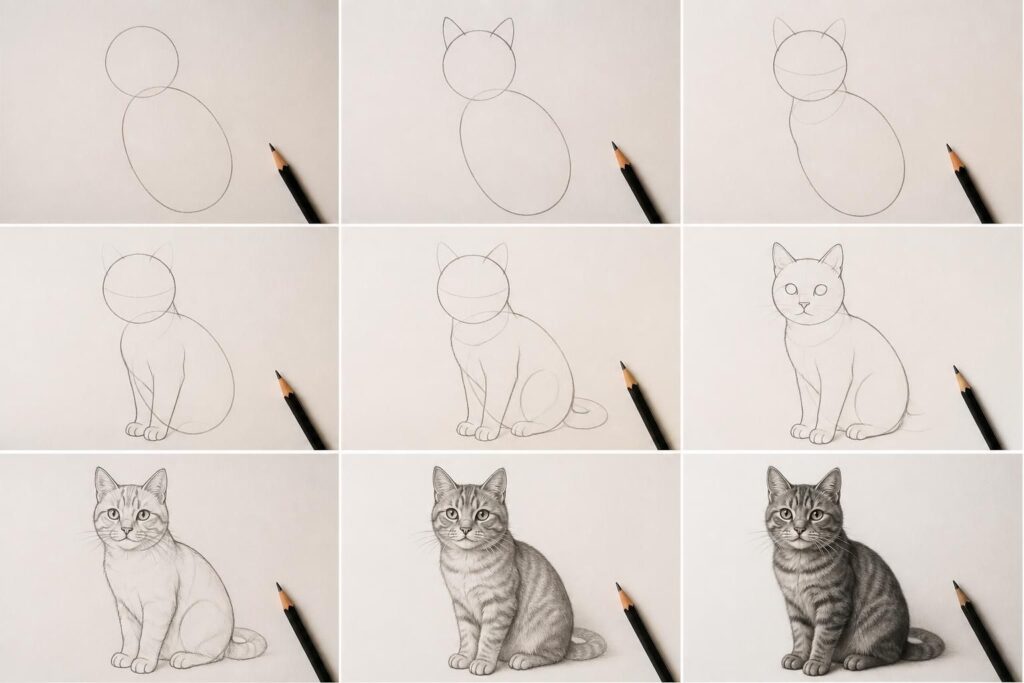 apprenez à dessiner facilement un chat avec notre guide étape par étape spécialement conçu pour les débutants. suivez nos conseils simples et devenez un pro du dessin de chats !