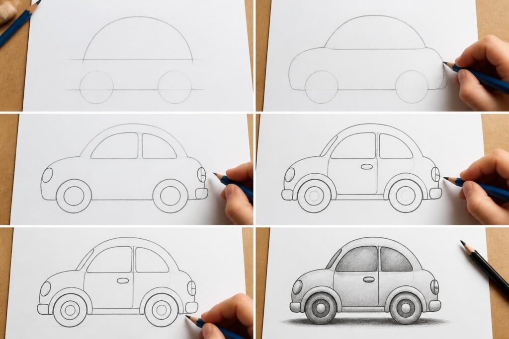apprenez à dessiner une voiture facilement avec notre guide étape par étape, idéal pour les enfants et les débutants. suivez les instructions simples pour réaliser un dessin amusant et réussi.