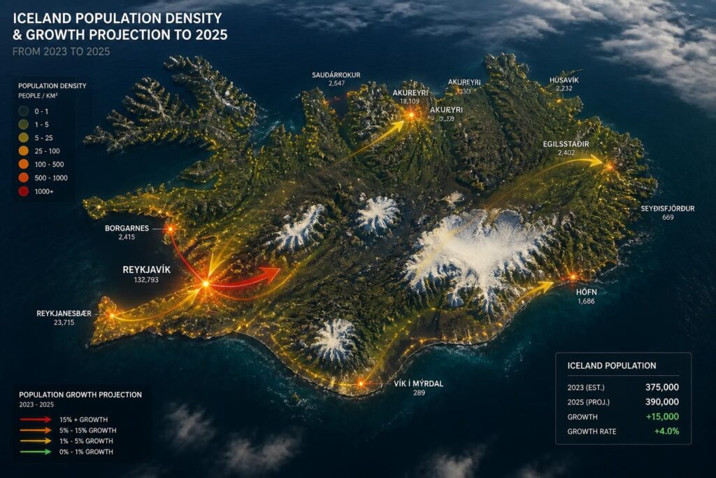 découvrez la densité de la population islandaise et son évolution prévue jusqu'en 2025, avec des données clés sur les habitants de l'islande.